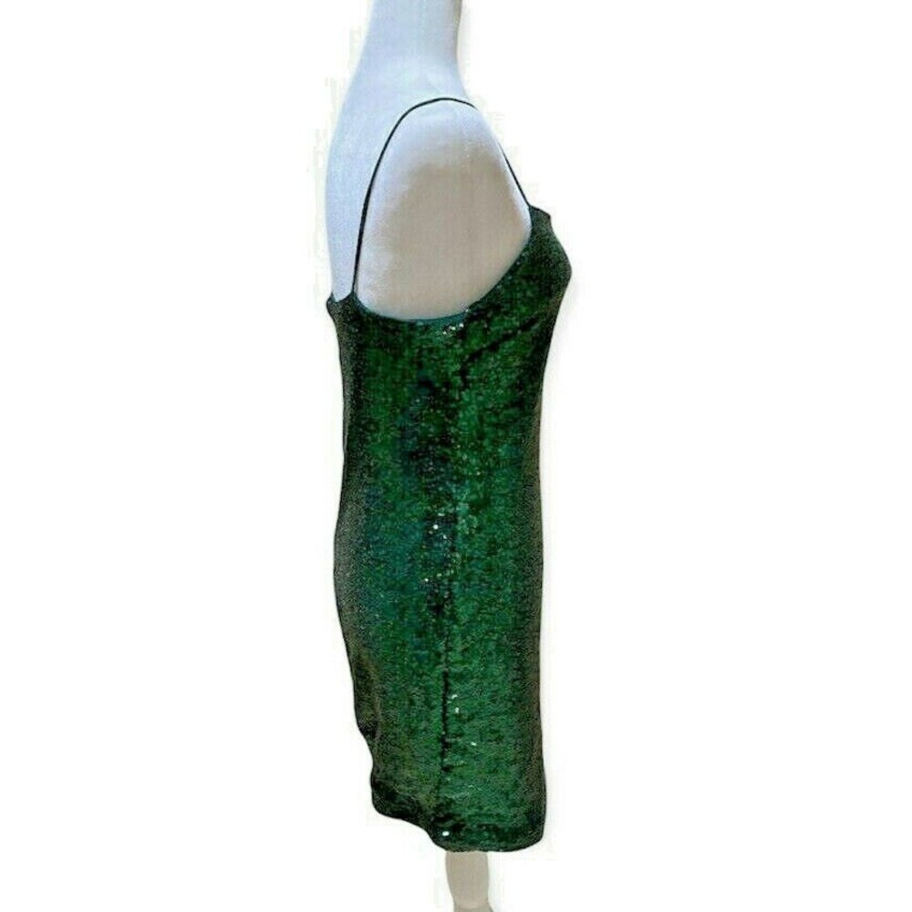 Y2k Mind Code Emerald Green Sequin Mini Dress Siz… - image 4